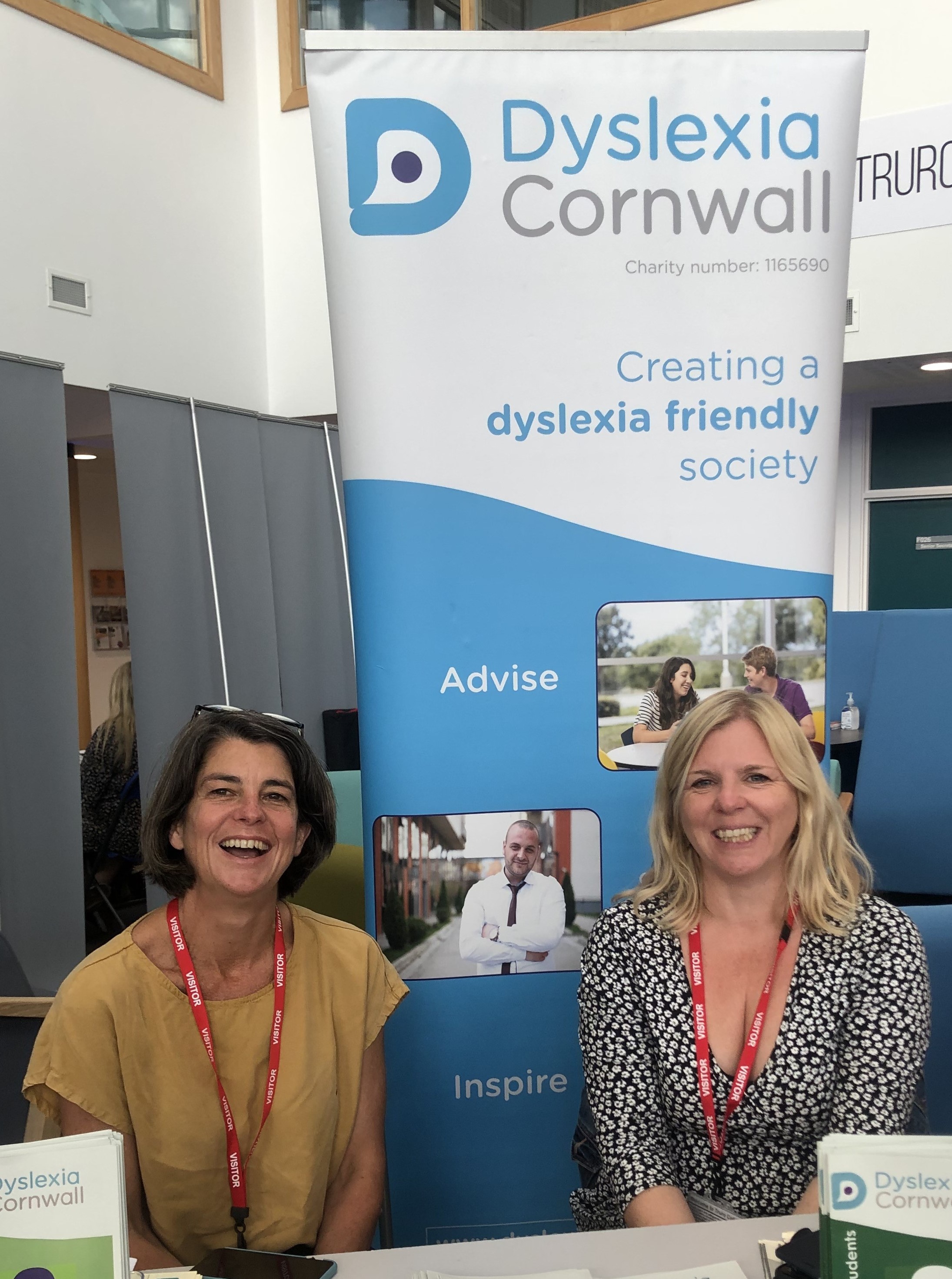 Two Dyslexia Cornwall Volunteers smiling at the camera 