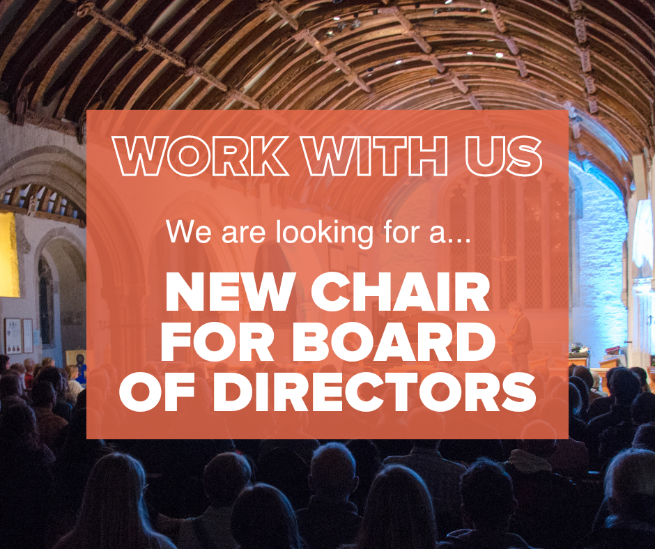 Text reading "Work with us - We are looking for a new Chair for Board of Directors"