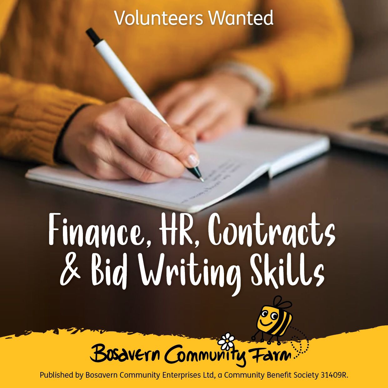 Finance HR Contracts Bid Writing Volunteer Community Farm 