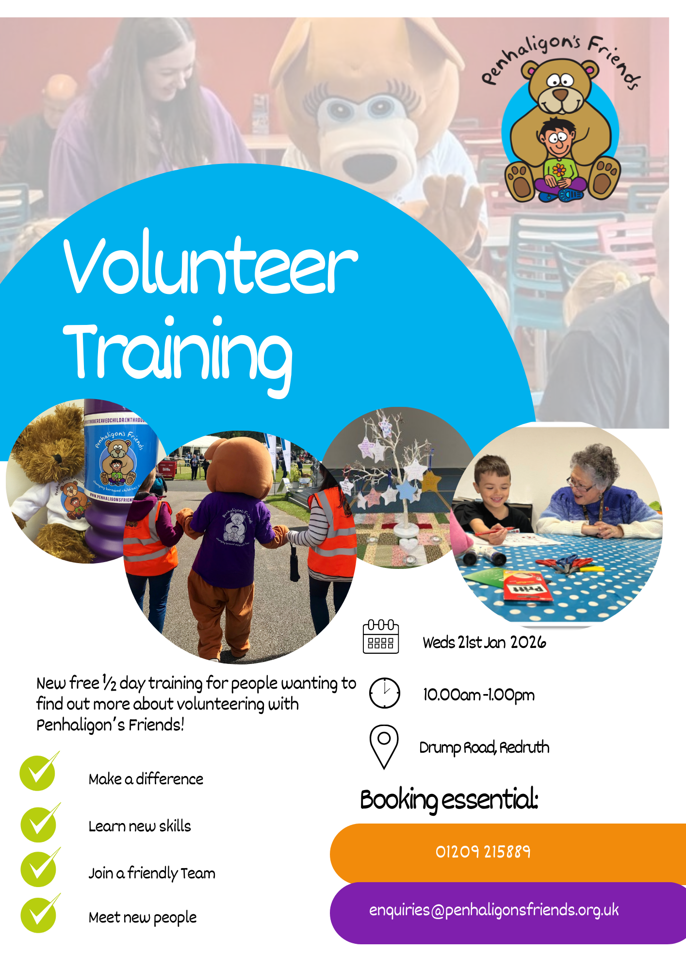 Penhaligon's Friends Volunteer training January 21st 2026 details