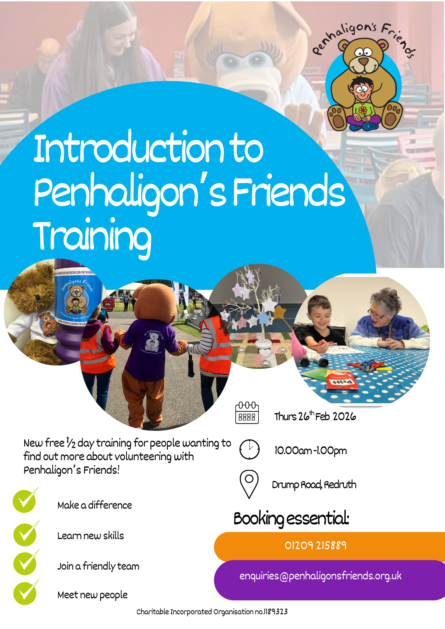 Image with details of Introduction to Penhaligon's Friends training on Thursday 26th Feb