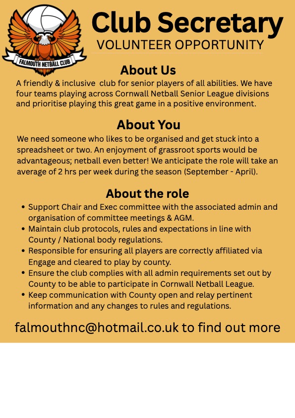 role descriptor for the club secretary