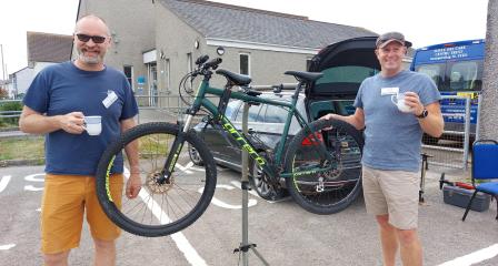 Bike repairs outside hayle day centre