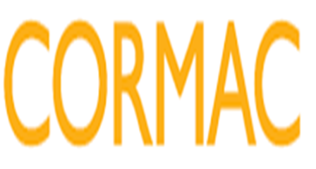 Cormac logo in their signature vibrant yellow colour.