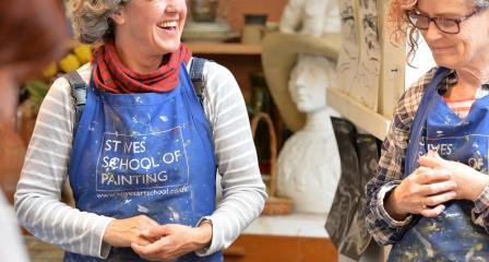 Students enjoying an art course at St Ives School of Painting