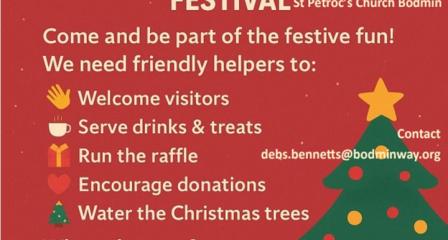 Calling volunteers to support St. Petroc's Christmas Tree Festival 2025