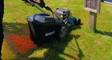 Moving the lawns at Hugs Foundation